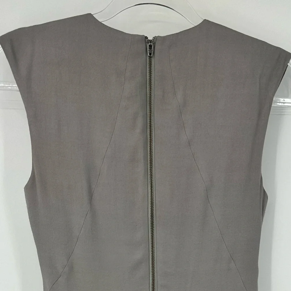 Helmut Draped Silk Gray Sleeveless Scoop Neck Midi Length Dress Size 0 - Picture 7 of 8